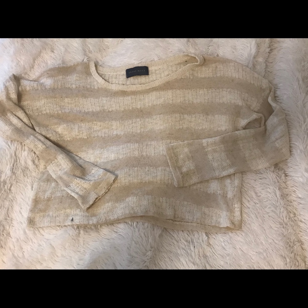 SWEET MARY STRIPPED CROPPED SWEATER